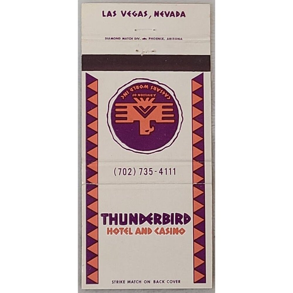 Vintage Matchbook Cover Thunderbird Hotel Casino Las Vegas Nevada NV